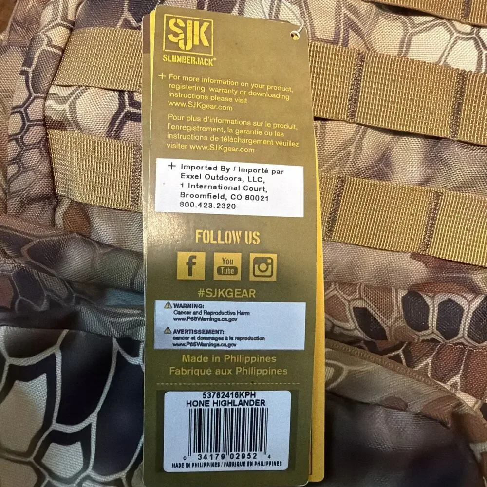 Slumberjack SJK Hone 34L Hunting Backpack Kryptek Camo NWT Rifle Bow Pack